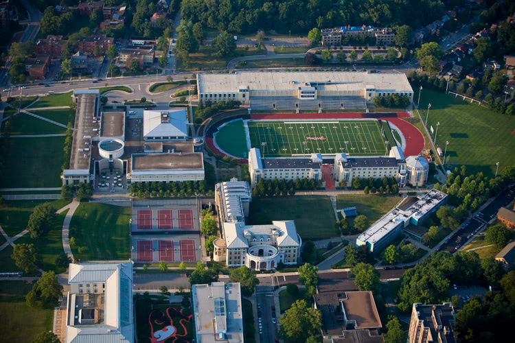 Aerial photograph of Carnegie Mellon University, Pittsburgh, Pennsylvania.