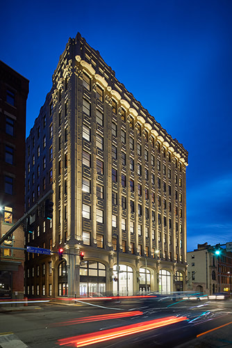 Night photograph of the BOTA Art Institute.